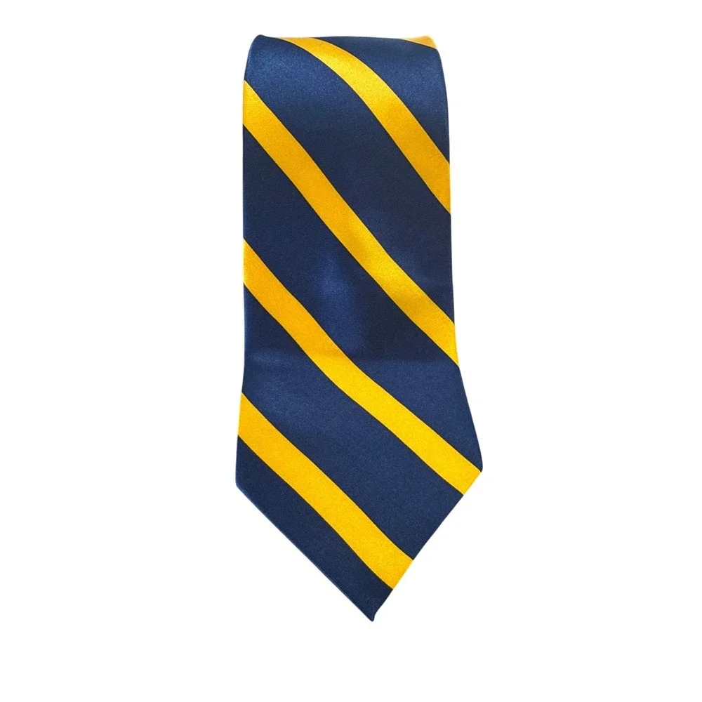 Eagle Neckwear‎ Mens Silk Tie Navy Blue Yellow Striped Repp Silk Necktie 59 Inch